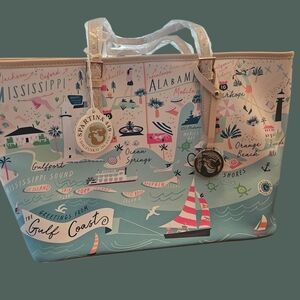 Spartina 449 Gulf Coast Large Sized Tote - Blue and Pink